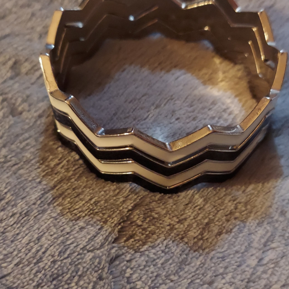 Chevron Gold and Black Bangle Bracelet